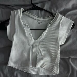 Urban Outfitters White Ribbed Crop Top